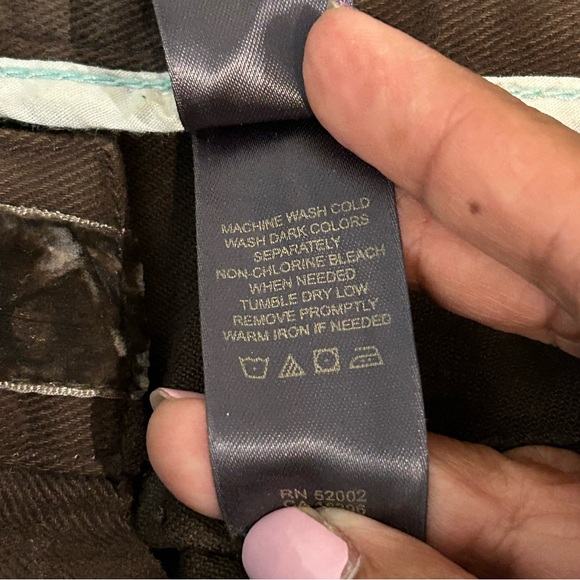 Liz Claiborne Bootcut Jeans Chocolate Sz 12R Velvet Trim - Picture 7 of 10